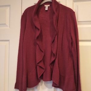 Chico's Lightweight Ruffle Pink Cardigan